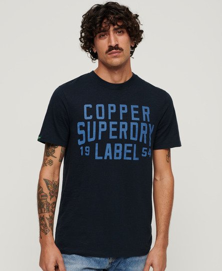 Superdry Herren Marineblau Copper Label Workwear T-Shirt Logo-Druck, Größe: XL von Superdry