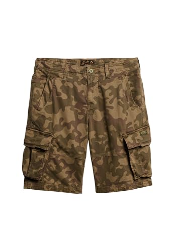 Superdry Herren Core Cargoshorts Waldtarnmuster Sand 34 von Superdry