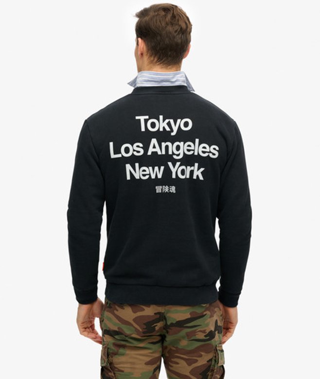 Superdry Herren Core City Sweatshirt mit Rundhalsausschnitt und Logo Schwarz - Größe: L von Superdry