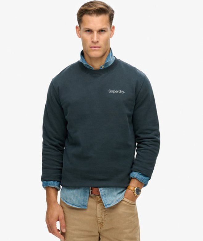 Superdry Herren Core Logo City Sweatshirt mit Rundhalsausschnitt Blau - Größe: XL von Superdry