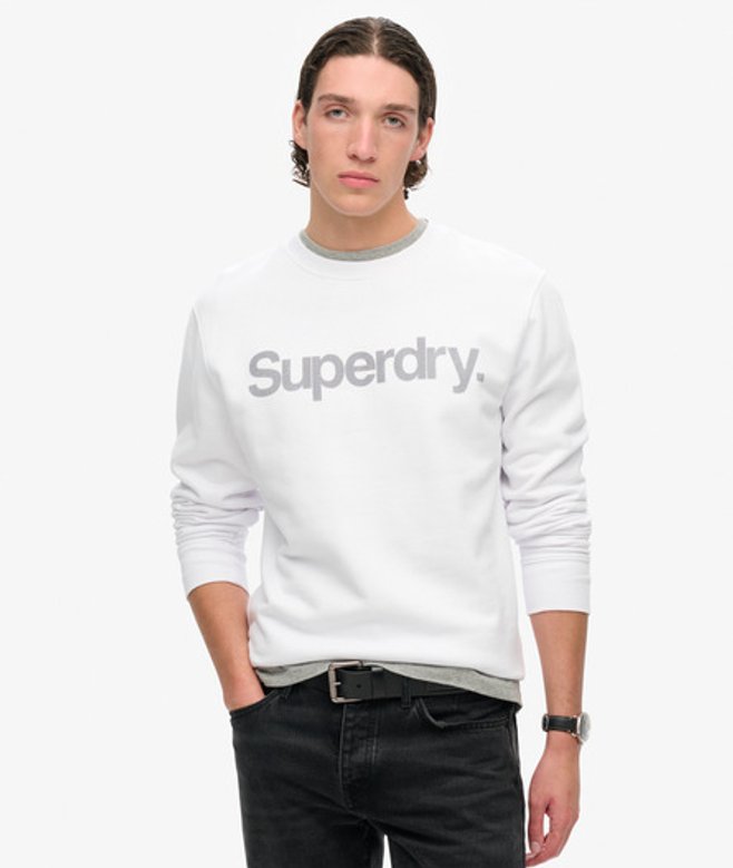 Superdry Herren Core Logo City Sweatshirt mit Rundhalsausschnitt White - Größe: M von Superdry