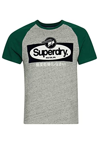 Superdry Herren Core Logo Graphic Raglan T-Shirt, lockere Passform, kurze Ärmel, Athletic Grey Marl, Mittel von Superdry