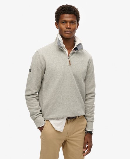 Superdry Herren Core Pikee-sweatshirt mit Halblangem Reißverschluss Grau - Größe: Xxl von Superdry