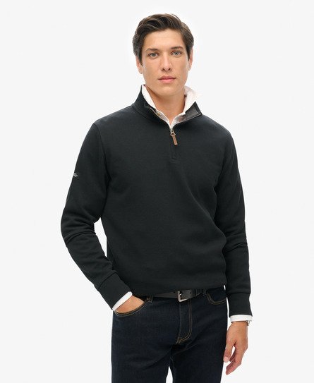 Superdry Herren Core Pikee-sweatshirt mit Halblangem Reißverschluss Schwarz - Größe: Xxxl von Superdry