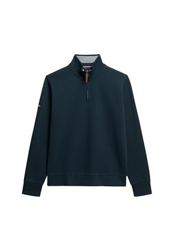 Superdry Herren Core Pikee-Sweatshirt mit halblangem Reißverschluss Finster Marineblau L von Superdry