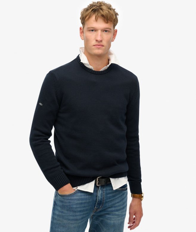 Superdry Herren Cotton Classics Strickpullover mit Rundhals Navy - Größe: Xxxl von Superdry