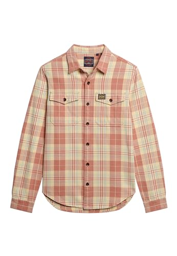Superdry Herren Cotton Worker T-Shirt, Ranch Clay Orange Check, XL von Superdry