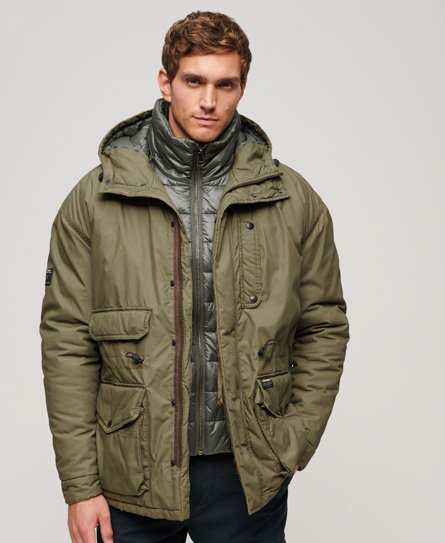 Superdry Men's Deck-Jacke mit Kapuze und Baumwollfutter Grün - Größe: L von Superdry