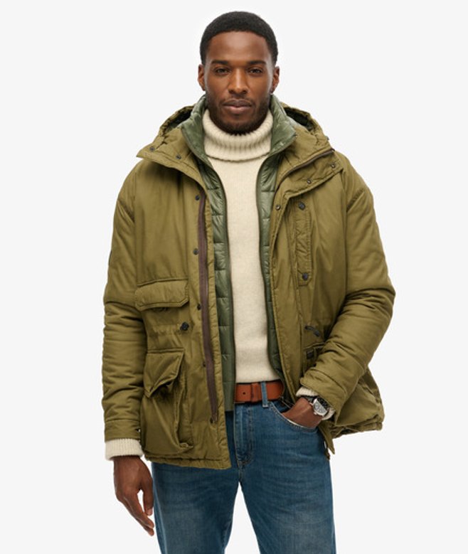 Superdry Herren Deck-jacke mit Kapuze und Baumwollfutter Grün - Größe: Xxl von Superdry
