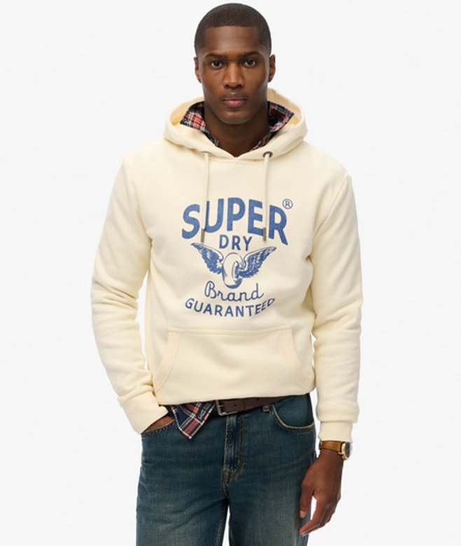 Superdry Herren Dry Brand Hoodie Cream - Größe: S von Superdry