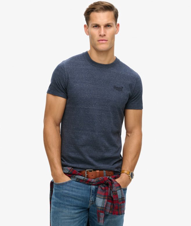 Superdry Herren Dunkelblau Essential T-Shirt aus Bio-Baumwolle mit Logo, Größe: XXL von Superdry
