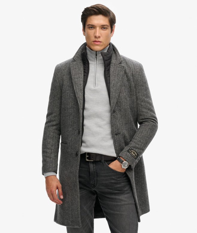 Superdry Herren Dunkelgrau 2 in 1 Mantel, Größe: M - Größe: M von Superdry