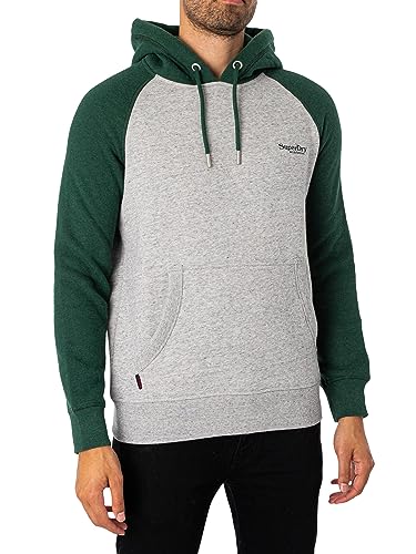 Superdry Herren Essential Baseball Hoodie Athletikgrau Meliert/Campusgrün Meliert XL von Superdry