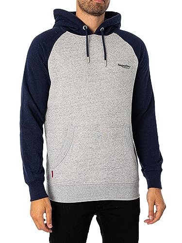 Superdry Herren Essential Baseball Hoodie Sportlich Grau Meliert/Kräftiges Marineblau Meliert M von Superdry