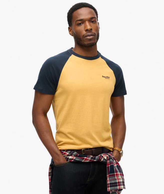 Superdry Herren Essential Baseball-t-shirt aus Bio-baumwolle mit Logo Gelb - Größe: L von Superdry