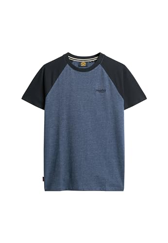 Superdry Herren Essential Baseball-T-Shirt aus Bio-Baumwolle mit Logo Marineblau Meliert/Finster Marineblau XXL von Superdry