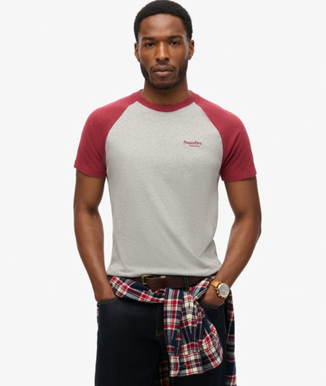 Superdry Herren Essential Baseball-t-shirt aus Bio-baumwolle mit Logo Rot - Größe: XL von Superdry