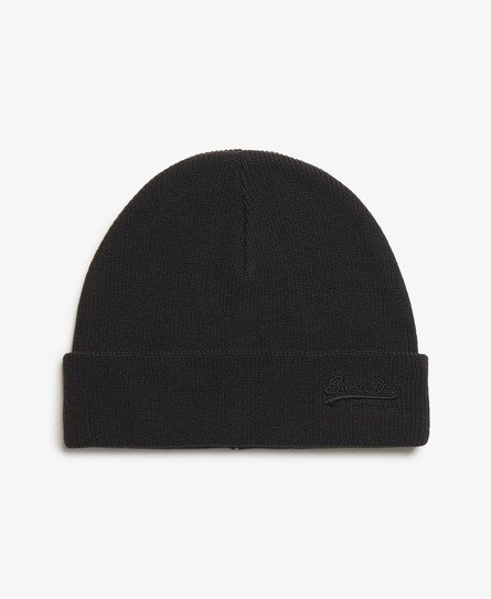 Superdry Herren Essential Beaniemütze aus Strickgewebe mit Logo Schwarz - Größe: 1Größe von Superdry