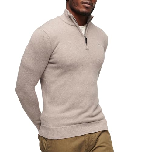 Superdry Herren Essential EMB Knit Henley Kapuzenpullover, Birch Brown Marl, X-Large von Superdry