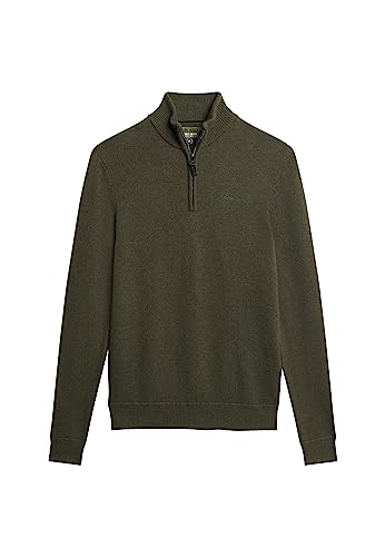 Superdry Herren Essential EMB Knit Henley Kapuzenpullover, Spruce Green, von Superdry