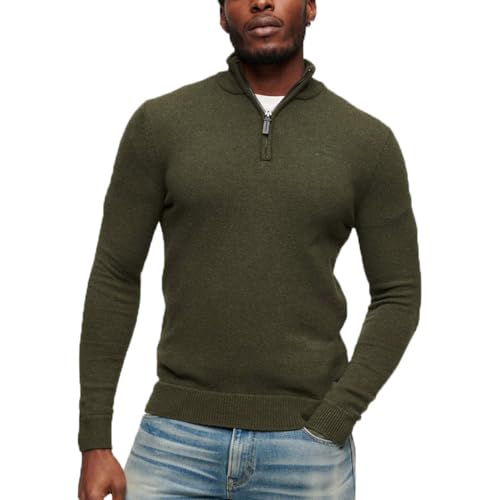 Superdry Herren Essential EMB Knit Henley Kapuzenpullover, Spruce Green, von Superdry