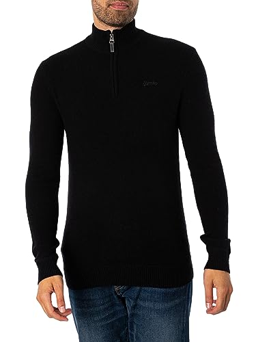 Superdry Herren Essential Emb Knit Henley T-Shirt, schwarz, L von Superdry