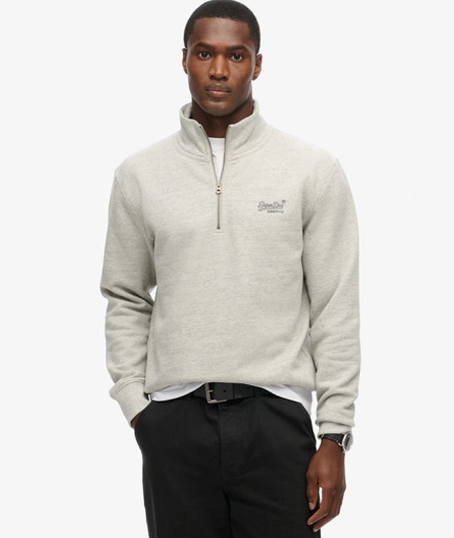 Superdry Herren Essential Logo Sweatshirt mit Halbreißverschluss Grau - Größe: S von Superdry