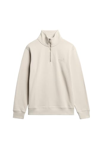 Superdry Herren Essential Sweatshirt mit halblangem Reißverschluss und Logo Hell Steinfarben Beige XL von Superdry
