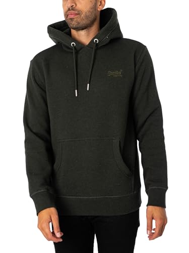 Superdry Herren Essential Hoodie mit Logo Dunkelolivgrün Meliert L von Superdry