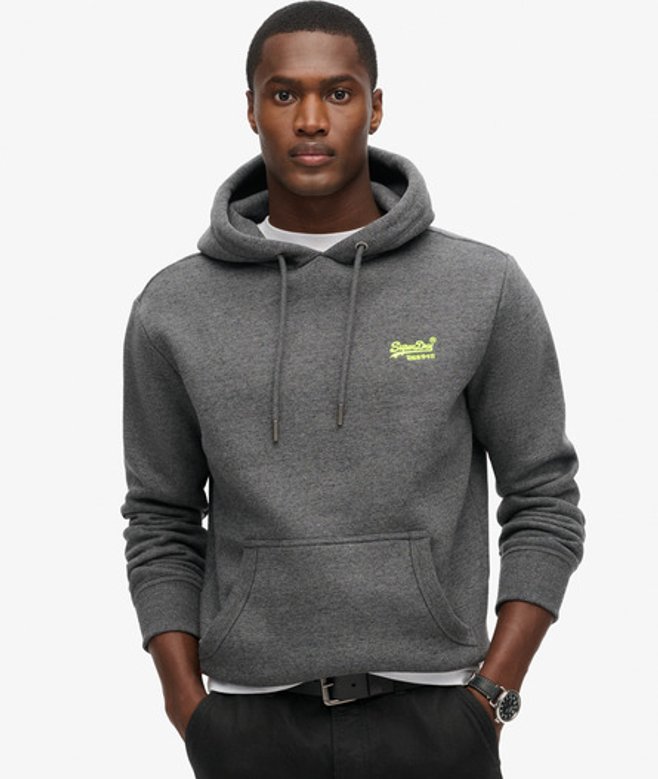 Superdry Herren Essential Hoodie mit Logo Grau - Größe: L von Superdry