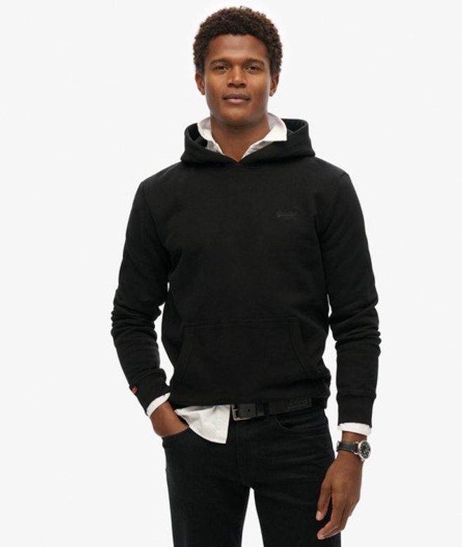 Superdry Herren Leicht Aufgerautes Essential Logo Hoodie Schwarz - Größe: M von Superdry