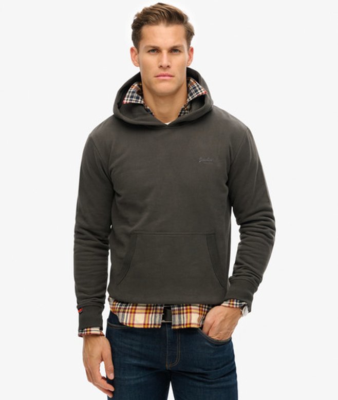 Superdry Herren Leicht Aufgerautes Essential Logo Hoodie Schwarz - Größe: S von Superdry