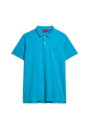 Superdry Herren Essential Jersey-Polohemd mit neonfarbenem Logo Atomar Blau XXL von Superdry