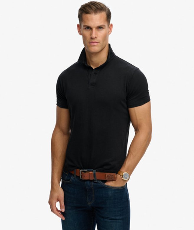Superdry Herren Essential Jersey Poloshirt Black - Größe: S von Superdry