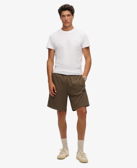 Superdry Herren Essential Jersey-Shorts mit Logo Grün - Größe: L von Superdry