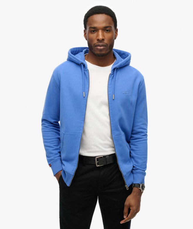 Superdry Herren Essential Logo Zip-hoodie mit Angerauter Innenseite Blau - Größe: Xxl von Superdry