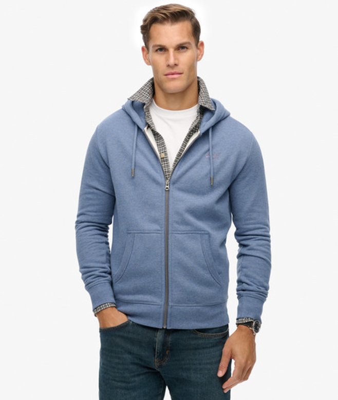 Superdry Herren Essential Logo Zip-hoodie mit Angerauter Innenseite Blue - Größe: M von Superdry