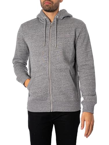 Superdry Herren Essential Logo Zip Hoodie Sweatshirt, Dunkelgrau meliert, XL von Superdry