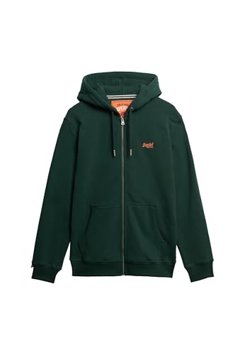 Superdry Herren Essential Kapuzenjacke mit Logo Emaille Grün/Orange XXL von Superdry