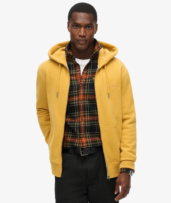 Superdry Herren Essential Kapuzenjacke mit Logo Gelb - Größe: L von Superdry