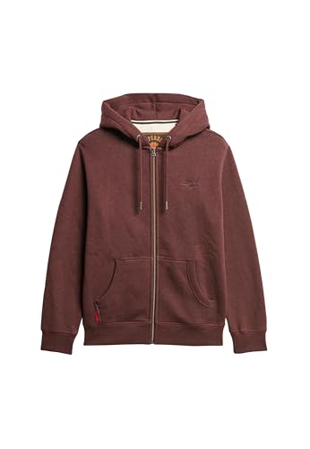 Superdry Herren Essential Kapuzenjacke mit Logo Gelbbraun Portweinrot Meliert M von Superdry