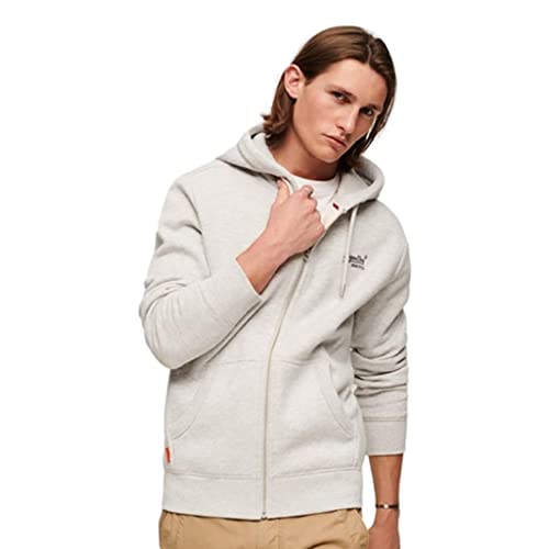 Superdry Herren Essential Kapuzenjacke mit Logo Gletschergrau Meliert S von Superdry