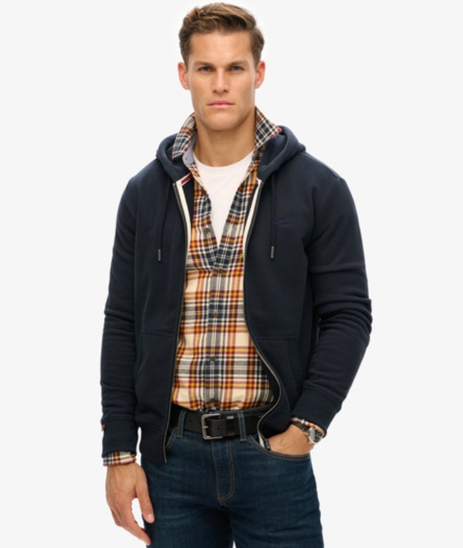 Superdry Herren Essential Kapuzenjacke mit Logo Marineblau - Größe: S von Superdry