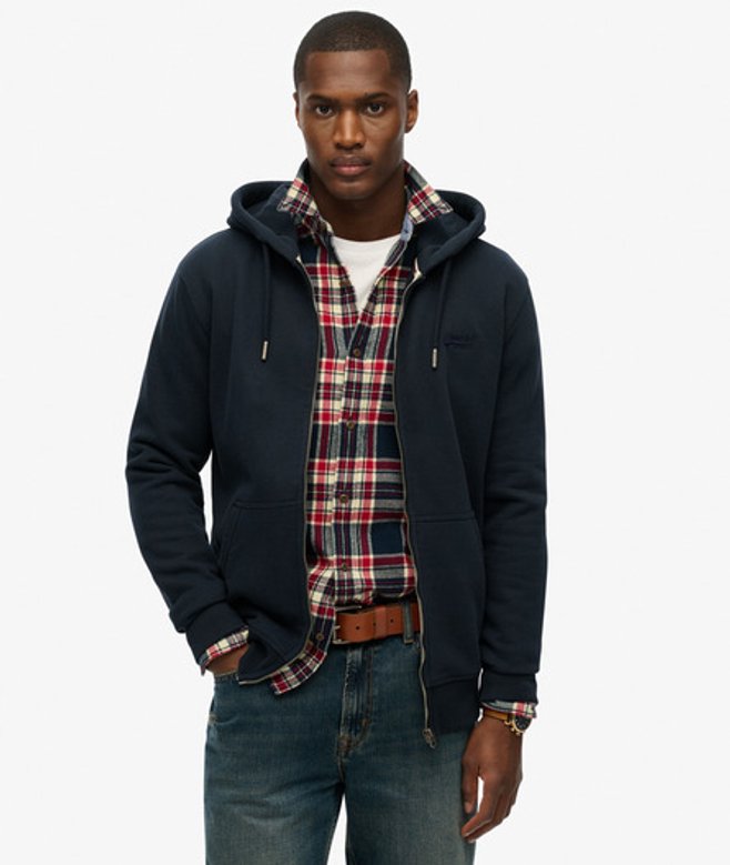 Superdry Herren Essential Logo Zip Hoodie Navy - Größe: Xxl von Superdry