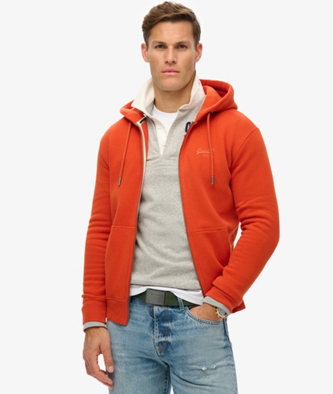Superdry Herren Essential Kapuzenjacke mit Logo Orange - Größe: L von Superdry