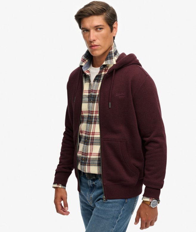Superdry Herren Essential Logo Zip-hoodie mit Angerauter Innenseite Purple - Größe: M von Superdry