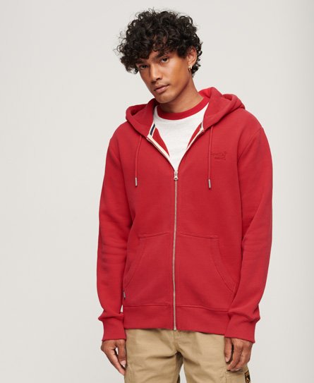 Superdry Men's Essential Kapuzenjacke mit Logo Rot - Größe: L von Superdry