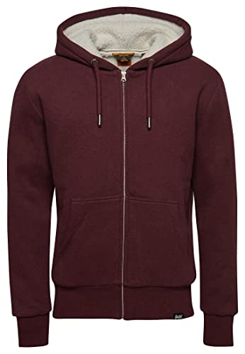 Superdry Herren Essential Kapuzenjacke mit Teddyfellfutter Trainingsweinrot Meliert L von Superdry