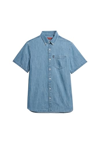 Superdry Herren Essential Kurzarm-Jeanshemd Vintage Waschung L von Superdry