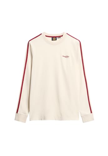 Superdry Herren Essential Langarmoberteil mit Logo im Retro-Stil Weißer Sand L von Superdry